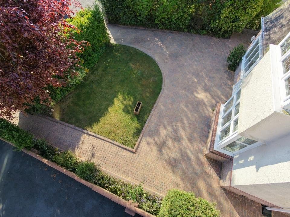 Freshly cleaned driveway and garden path